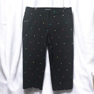 BIGGS NEW YORK Cropped Pants Colorful Dots Casual Comfy‎ Black Woman 33 waist